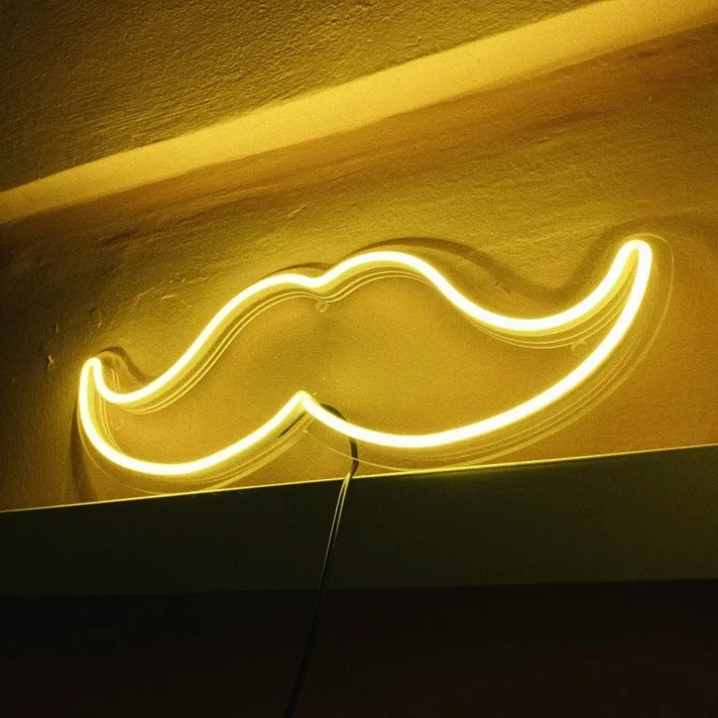 Mustache LED Neon Sign for Wall Decor USB Powered Led Neon Signs for Beauty Salor,Man Cave,Bedroom Decoration Business Backdrop