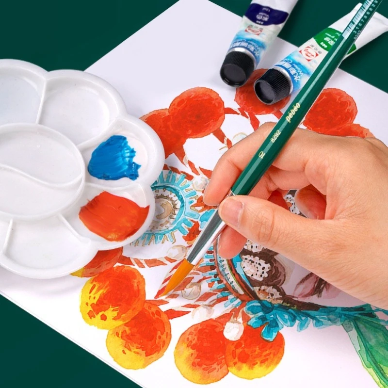 Green Miniature Paint Brushes Set 2pcs Nylon Round Tip Detail Artist Paintbrushes for Watercolor Gouache Acrylic Oil Painting