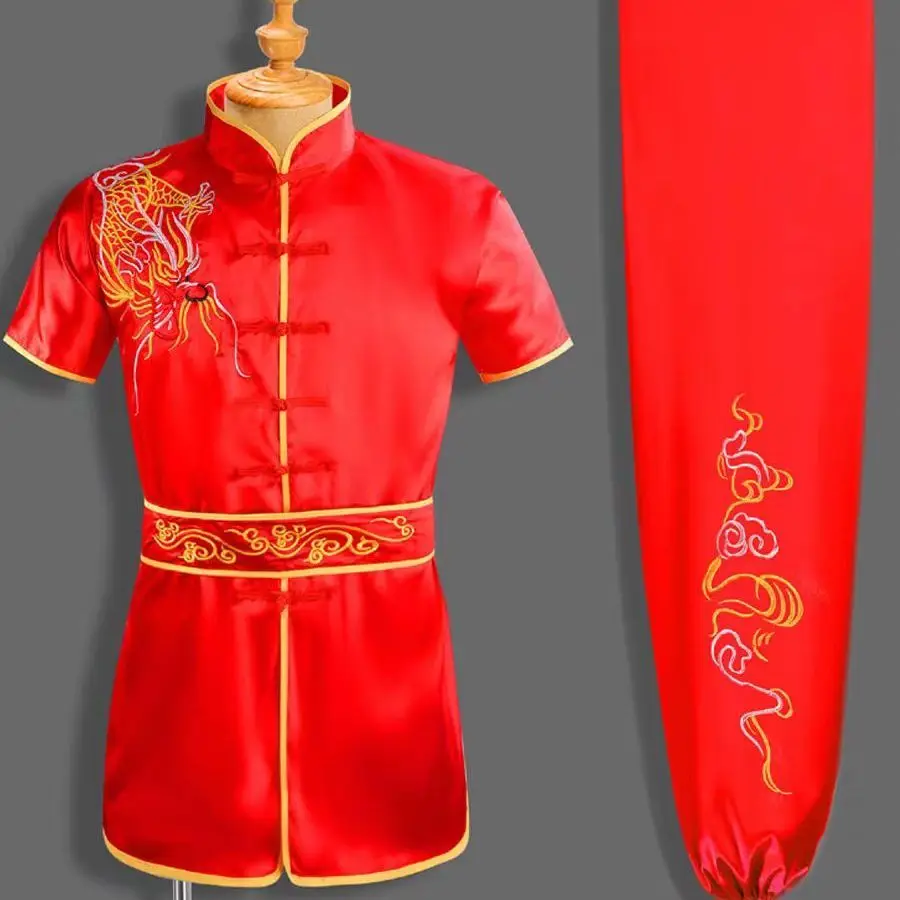 Hot Sale New Chinese Style Men Women Embroidered Dragon Kung Fu Suit Tai chi Wushu Uniform Outdoor Sport Jacket Pants Sets