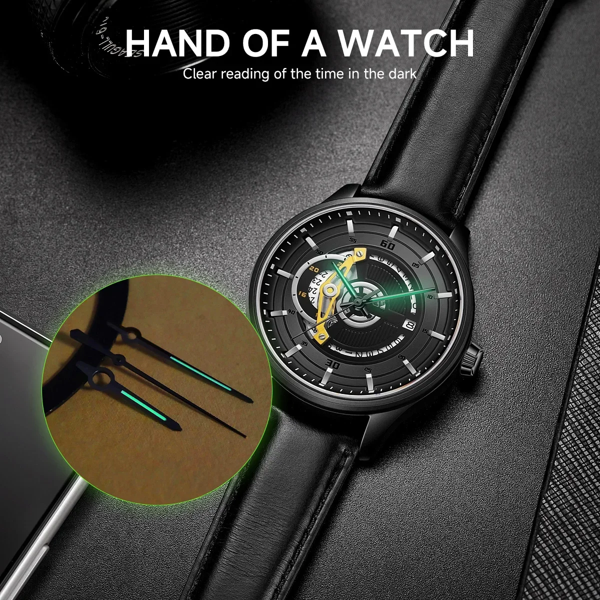 مؤشر ساعة أخضر مضيء ، يد NH35 ، إكسسوارات ، NH34 ، NH36 ، 4R ، 7S ، حركة NH70 ، 3