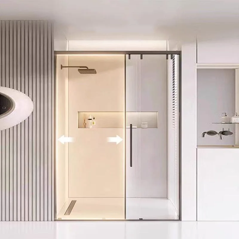 Luxury Modern Large Integrated Walk Corner Shower Room Cabin Shower Enclosure with Sliding Door Black Frame Waterproof Bathroom