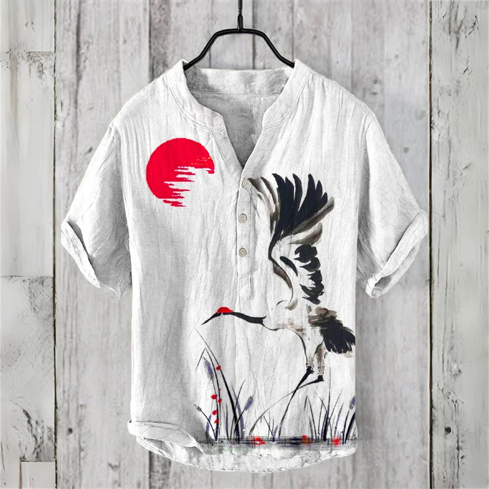 Camisa POLO Masculina de Manga - Summer Clothing Men Linen avaliação e preço