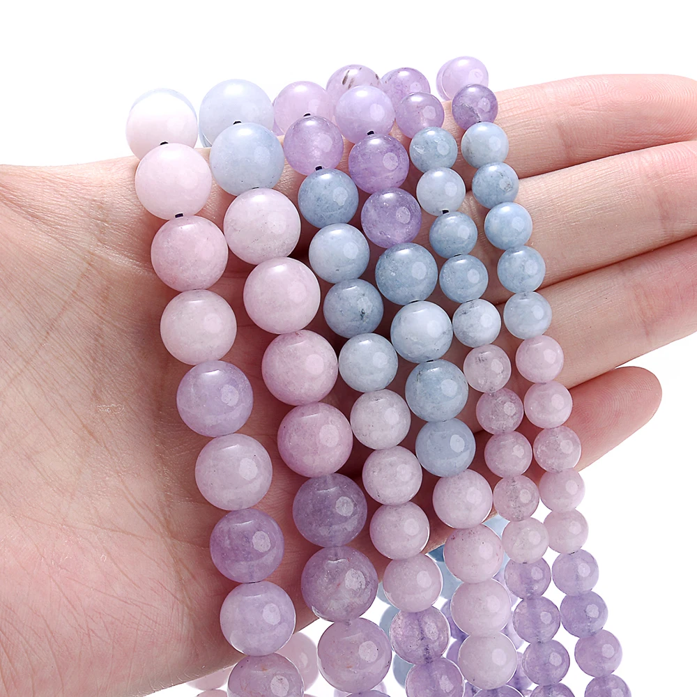 Natural Purple Morganite Stone Beads For Jewelry Making DIY Bracelet Necklace Loose Spacer Beads Accessories 6/8/10mm