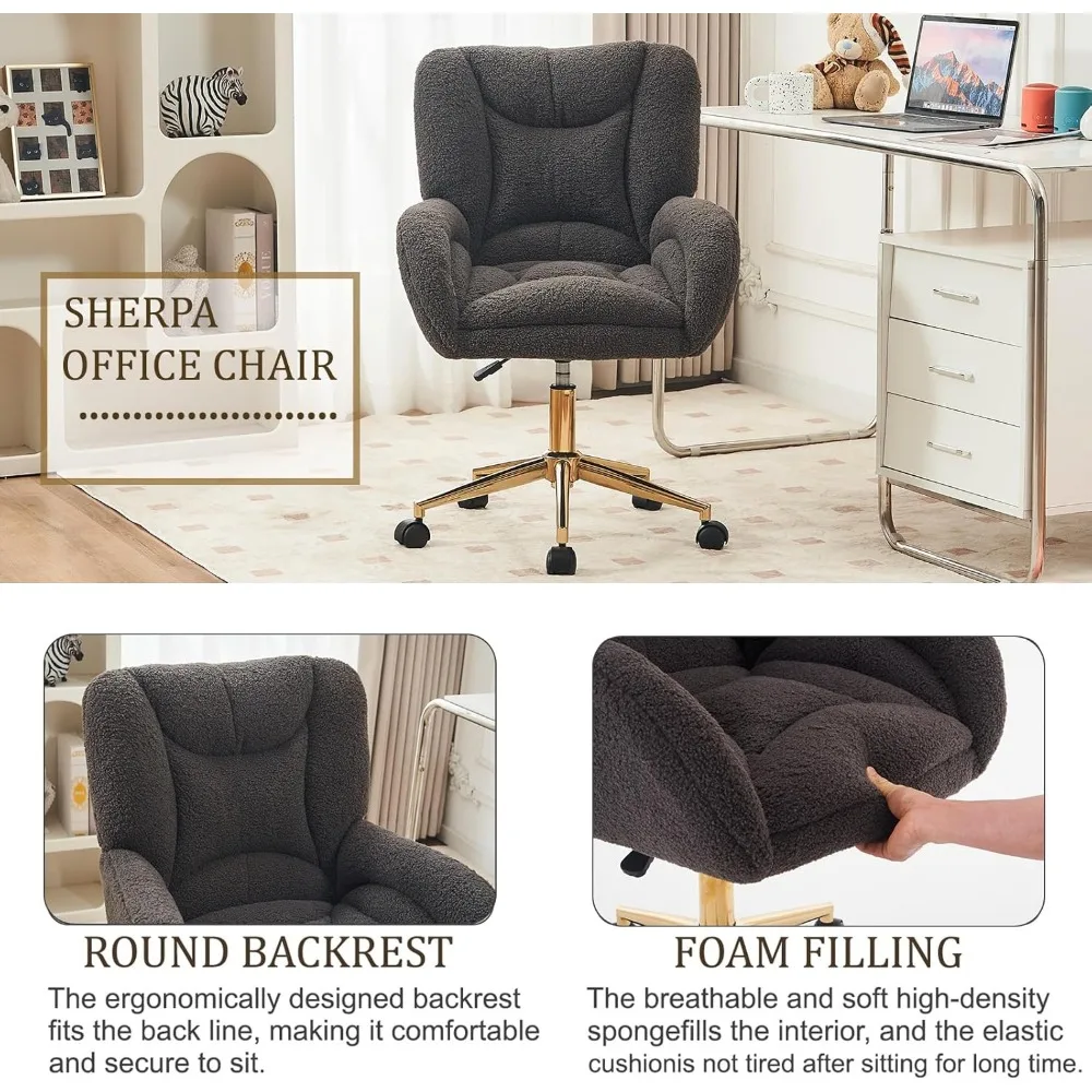 كرسي مكتب كمبيوتر منجد بارتفاع قابل للتعديل مع عجلات، كرسي مهام حديث للاستخدام المكتبي والمنزلي، كرسي مكياج واي فاي