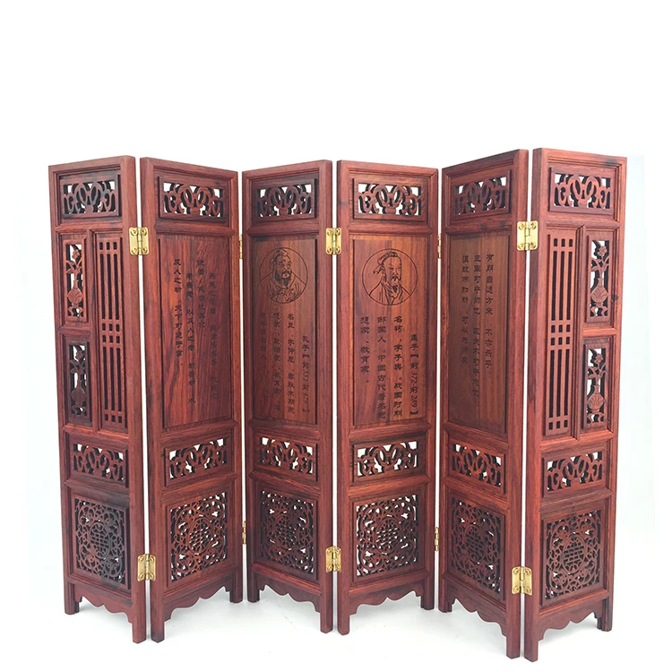 Red wood carving craft gift ornaments, antique miniature Chinese screens, mahogany photo background props decorative gifts