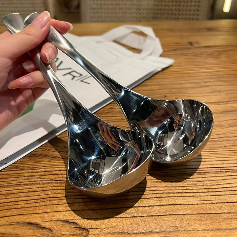 Cooking Utensils Stainless Steel Stainless Steel Spoon Long Handle Thicken Rice Spoon Durable Hot Pot Scoops Kitchen Use