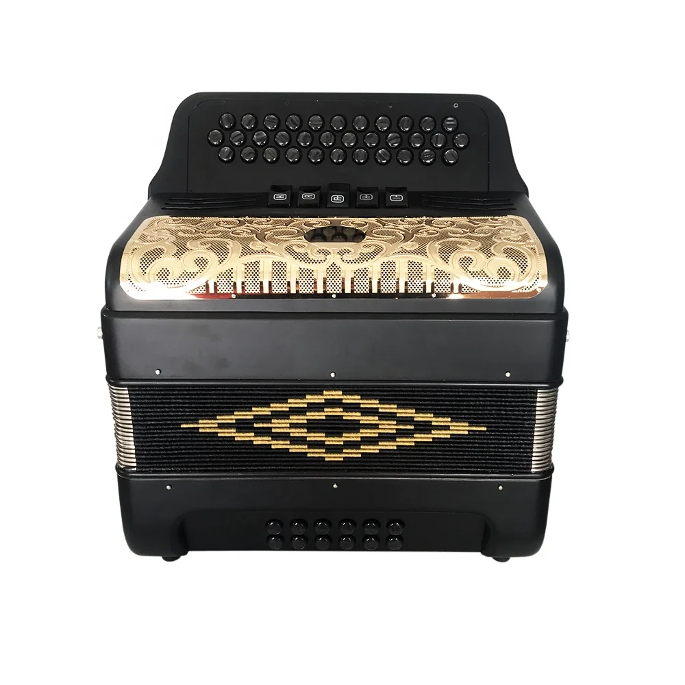 

SEASOUND OEM 34 Buttons 12 Bass 5 Registers Matt Black Gold Grill Accordion Instrument Acordeon JB3412D