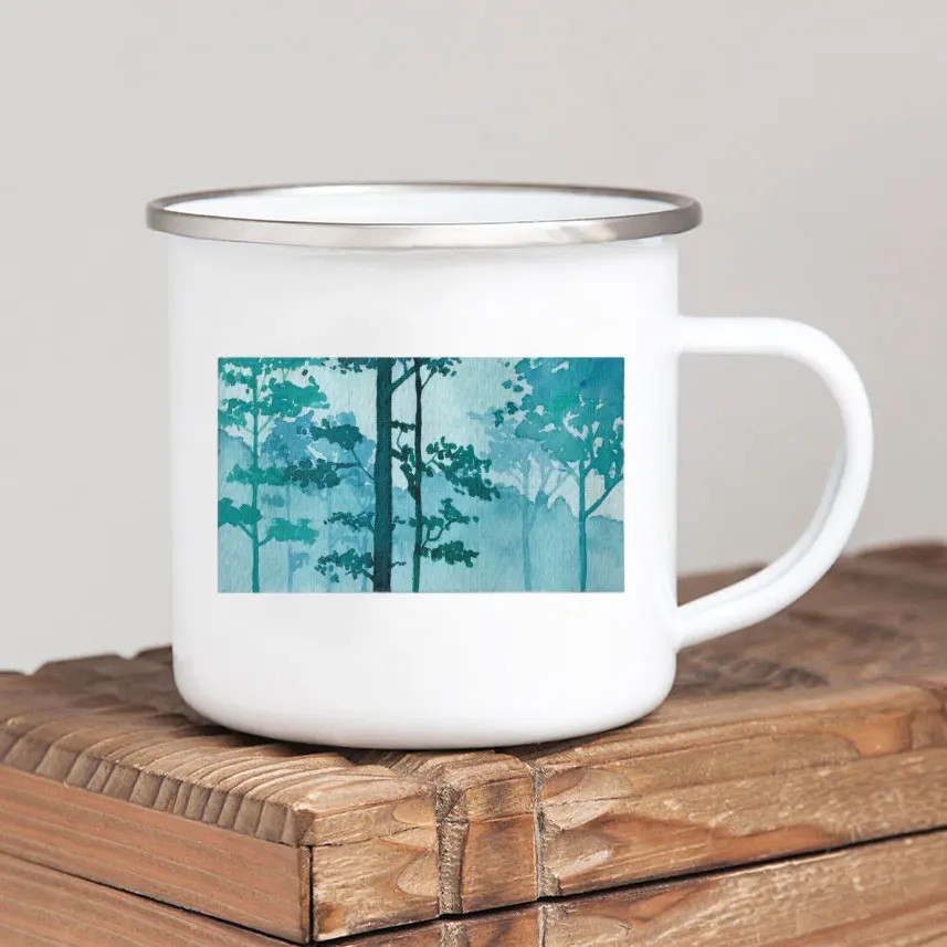 Forest Camp Enamel Coffee Mug Adventure Together Camping Cup Gift Idea for Camper Campfire Mugs Outside Outdoor Festival Travel