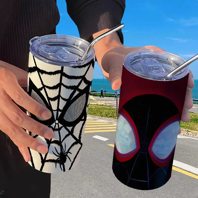 

Spider Man Thermos Marvel Stainless Steel with Straw Insulation Handy Cup Portable Student Coffee Milk Water Cup Office Home Use
