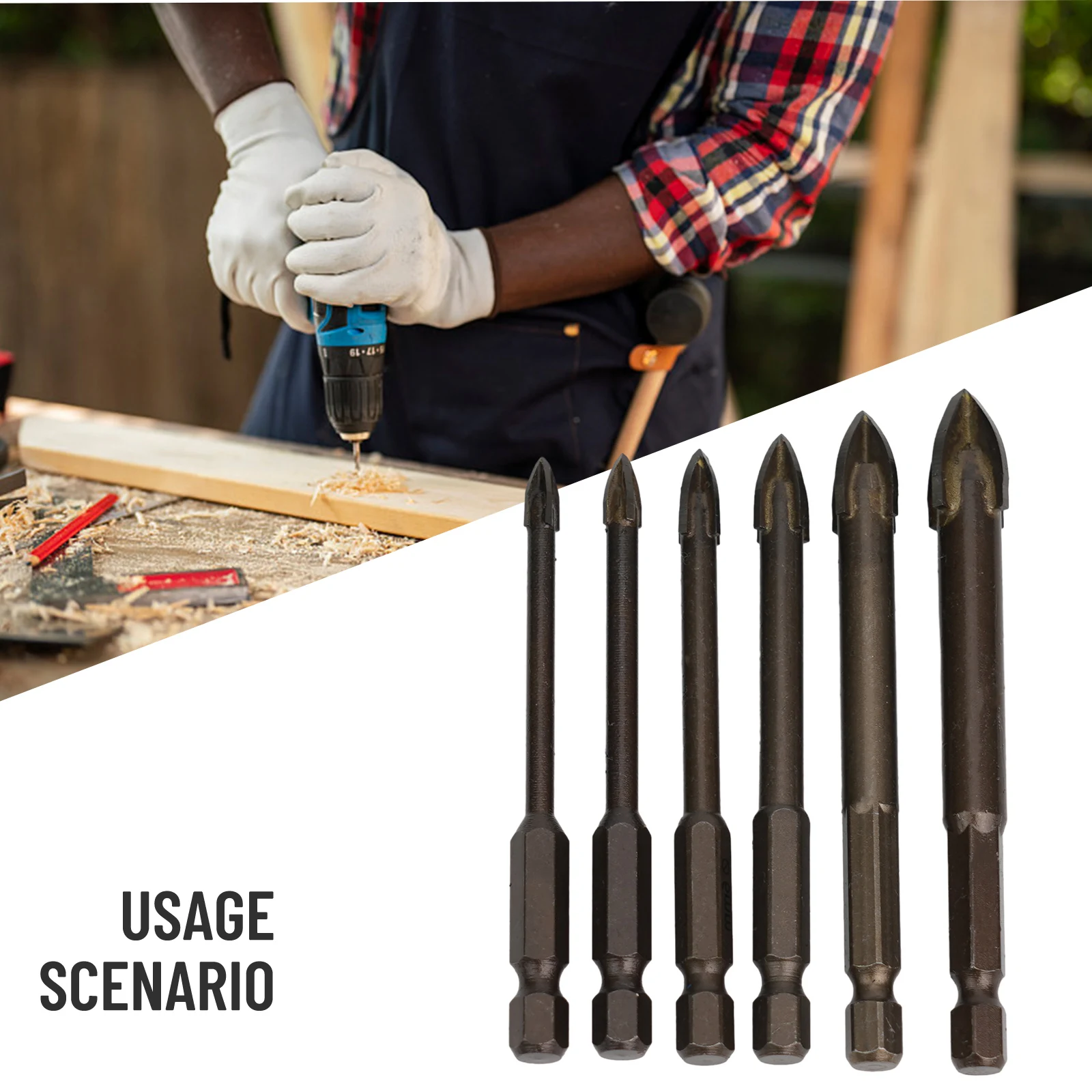 

6pcs Drill Bits for Glass and Tile Clean and with Full grinding Treatment Suitable for Ceramic Tiles and Marble