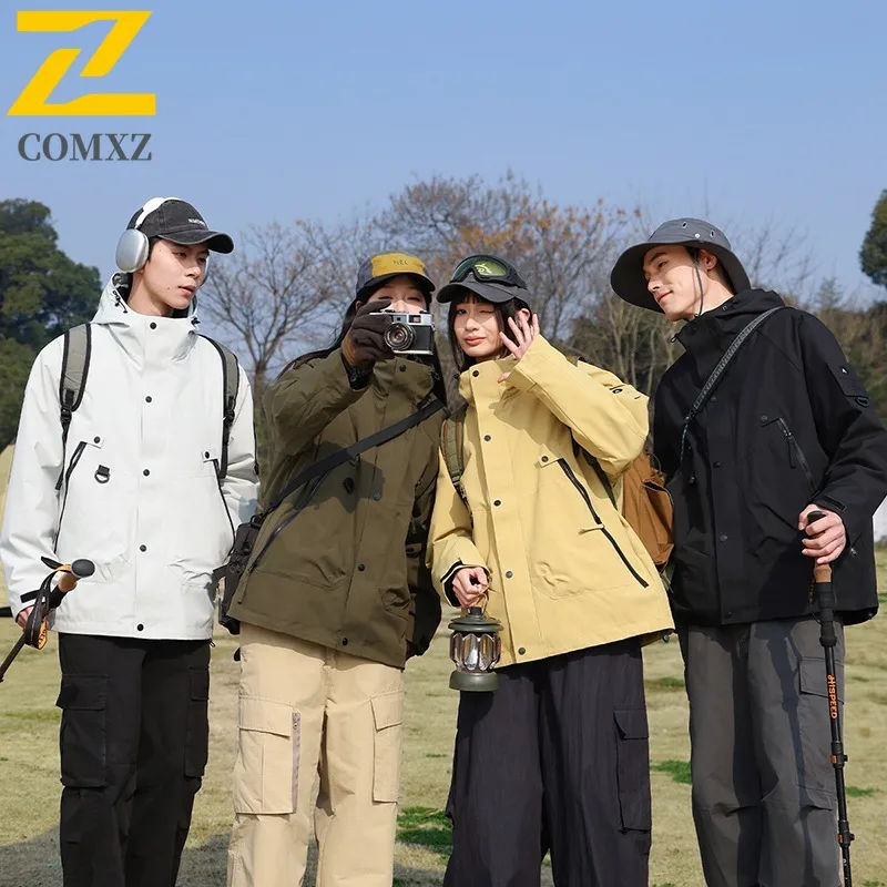 COMXZ Unisex Down Jacket New Trendy Hooded Camping Warm Down Coat Casual Hiking Travel Cold Protection Autumn Winter Windbreaker