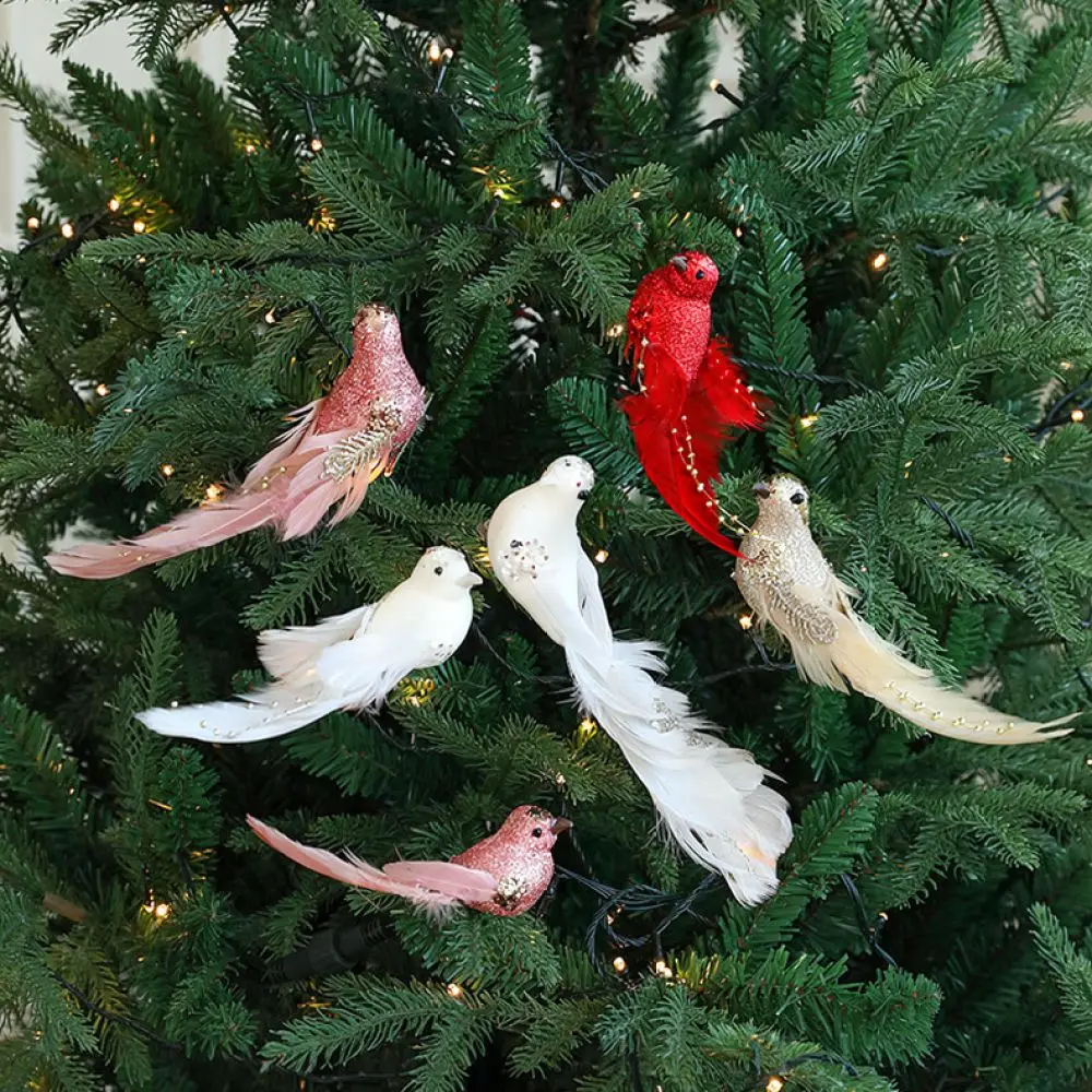Decorative Artificial Feather Bird Foam Figurine Vibrant Colors For Christmas Tree Wedding Party Home Garden Hanging