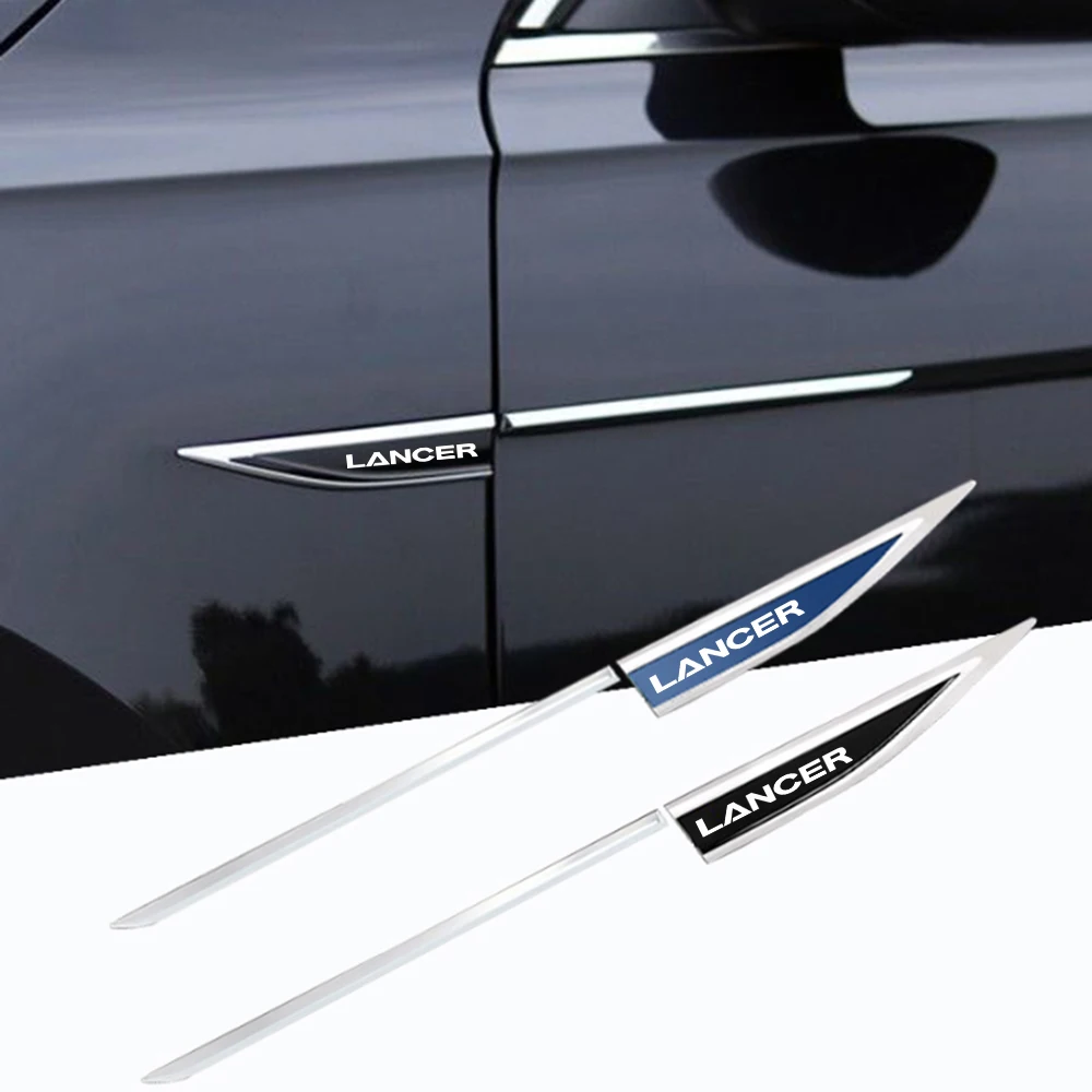 

2X Car Body Fender Side Metal Chrome Zinc Alloy Knife Side Emblem 3D Sticker For Mitsubishi Lancer Car Styling Accessories