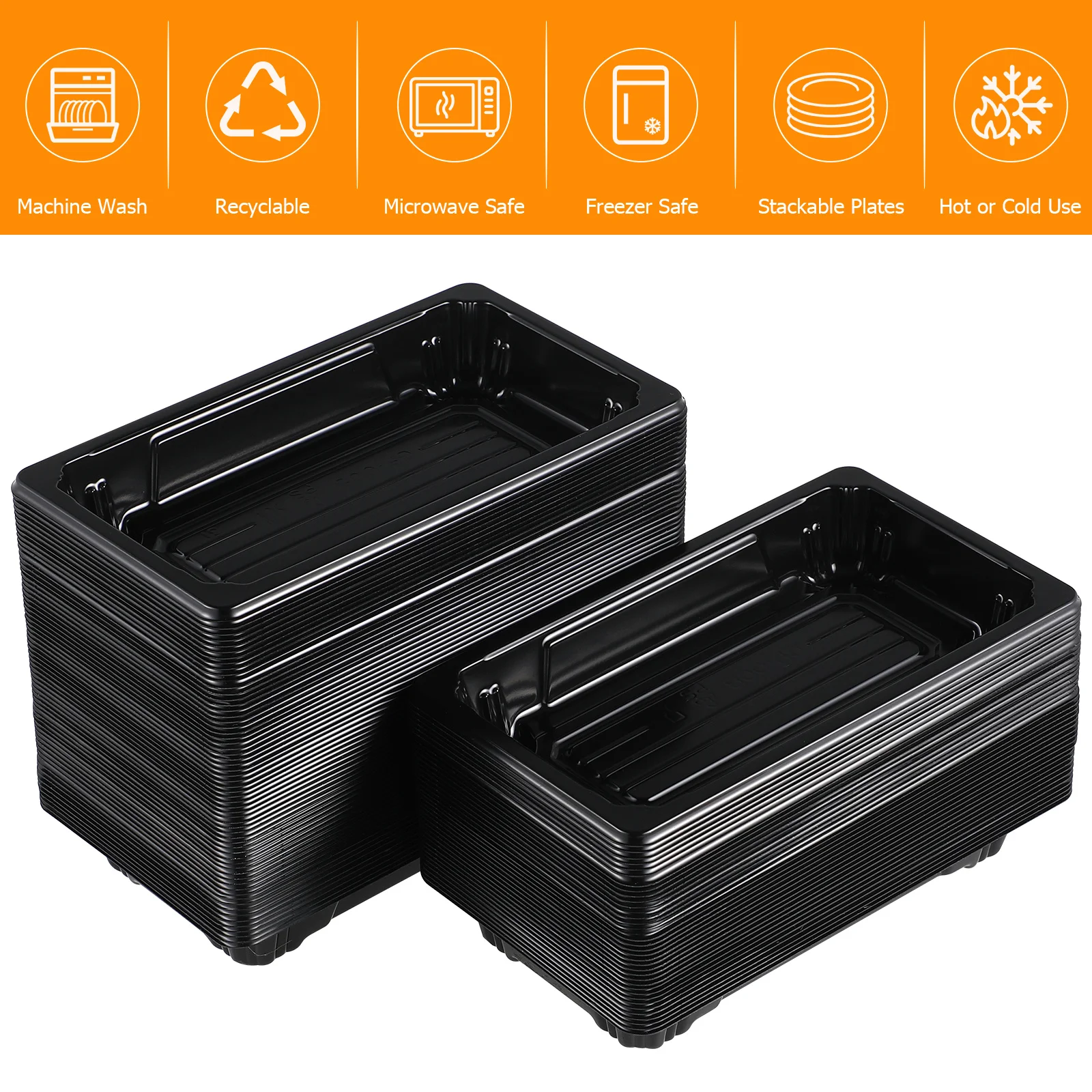 

100Pcs Sushi Box Disposable Packing Containers for Take Out Food Trucks Restaurants Leftovers Heat Resistant Black Carry Out