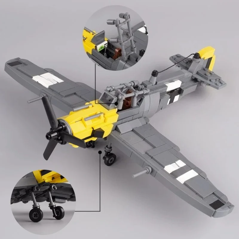 WW2 German US Military Fighter Aircraft Building Blocks Soviet  Army Soldier Figures Fokker DR-1 Plane MOC Model Bricks Kids Toy