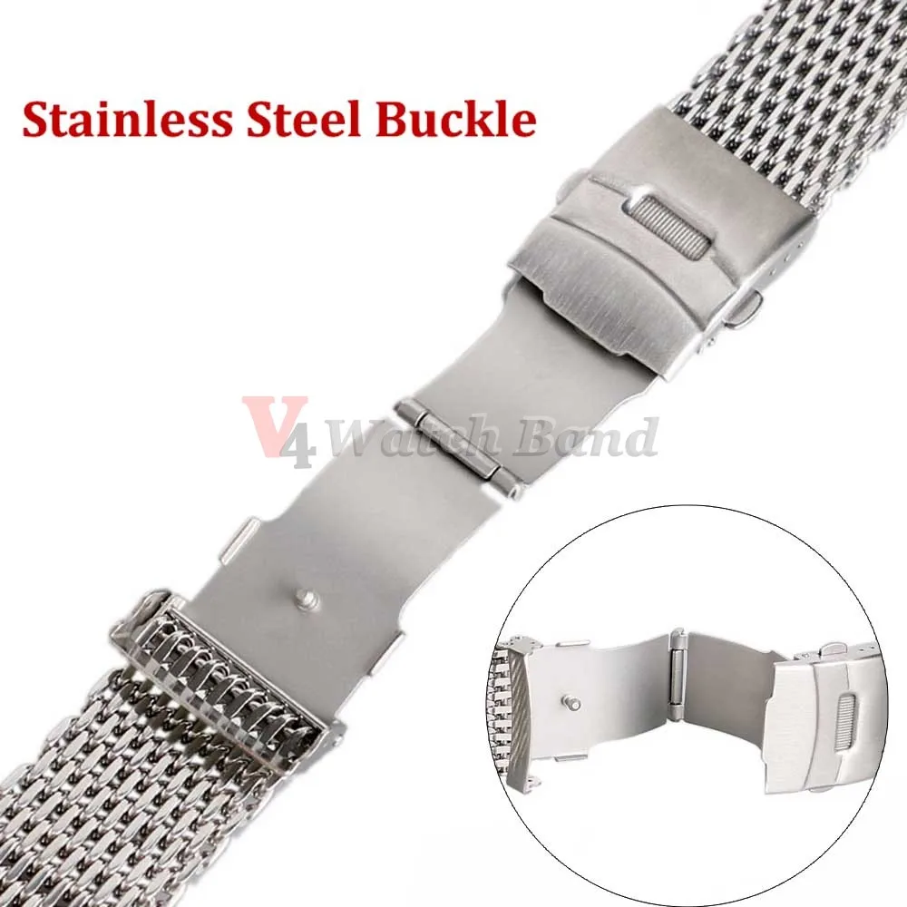 Luxury Shark Mesh Stainless Steel Watch Band for Seiko 20mm 22mm Belt Milanese Strap for Samsung for Casio for Citizen Bracelet