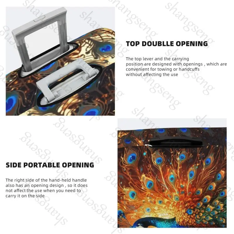 Peacock Flowers Travel suitcase protective case, suitcase cover, elastic protection, washable Luggage cover 18-32 in Accessories