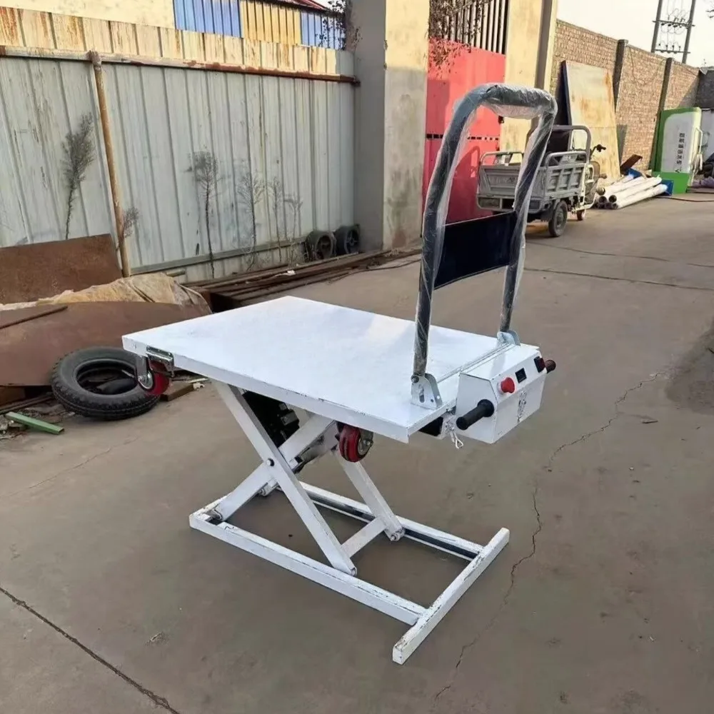Portable Electric Hydraulic Scissor Lift Trolley Mobile Lifting Platform Cart Van Onboard Warehouse Loading Transport Hand Truck