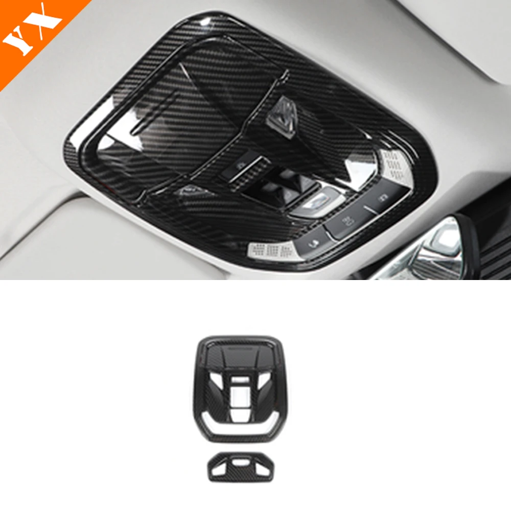 Car Front Rear Reading Light Lamp Cover Carbon Red Black Look Sticker Frame Garnish Trim For GWM Great Wall Tank 300 2022-2023