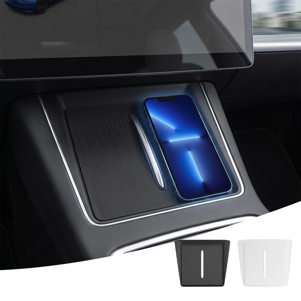 For TESLA Model Y L Wireless Charging Silicone Pad Central Control Charger Protector Cover Auto Interior Non-Slip Mat Accessorie