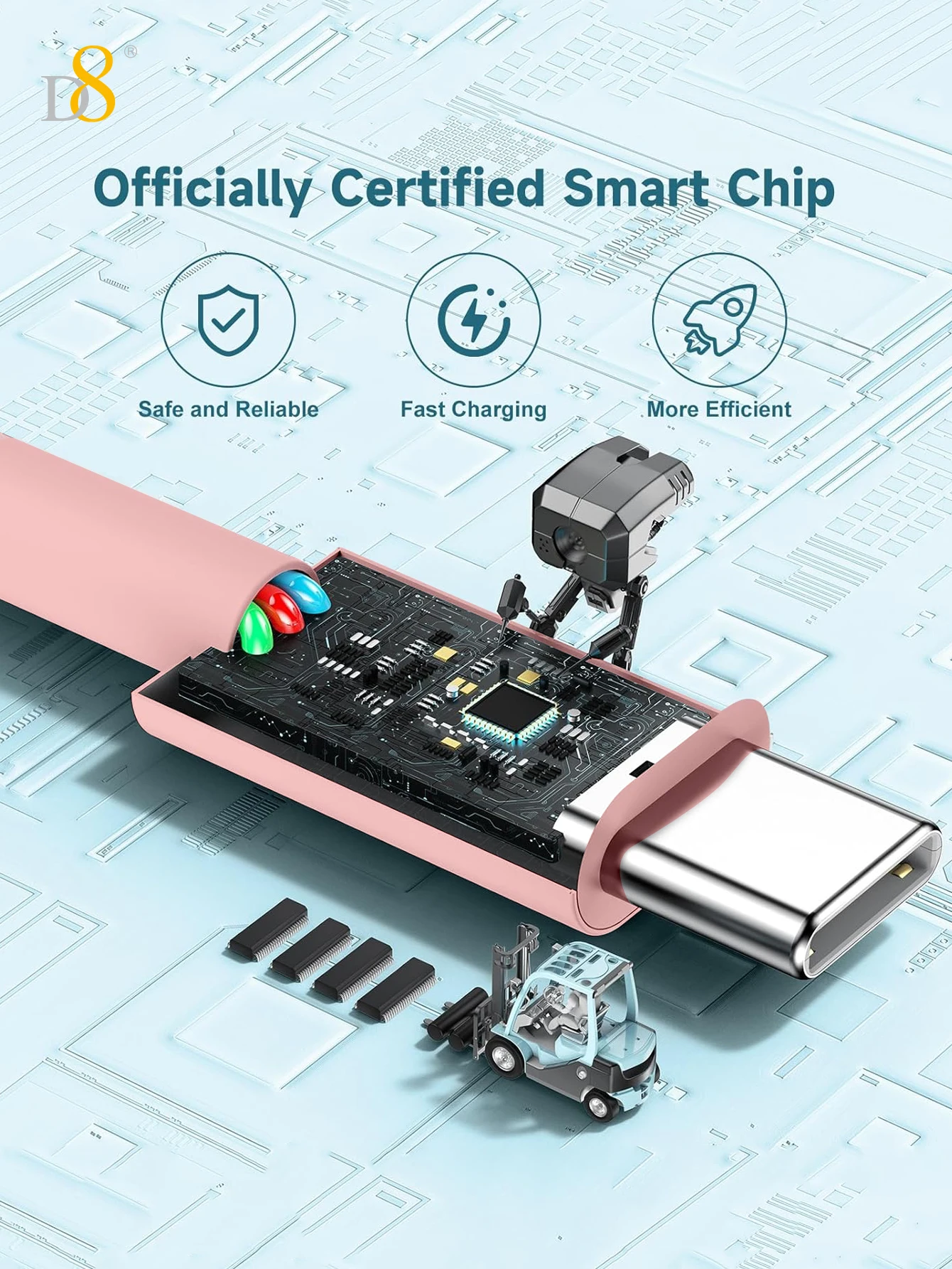 كابل D8 60W USB-C إلى USB-C، مادة TPE ناعمة، بطول 3.3 قدم و0.8 قدم مع سلسلة مفاتيح، مناسب لهاتف iPhone16/16Pro/16Pro Ma