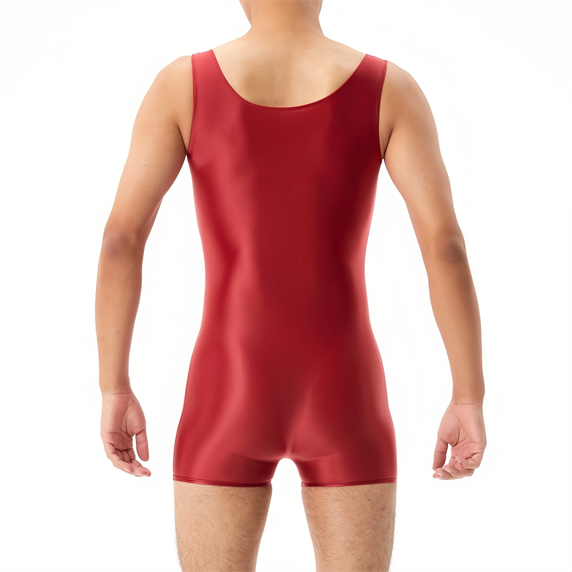 Sexy Bodysuit Männer Strumpfhosen ärmellose Dessous einteilige Overalls Öl glänzend glatt dehnbare Spiel anzüge einfarbige Nachtwäsche