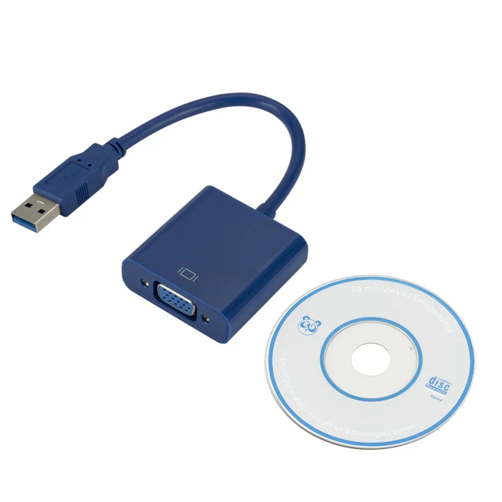 1080P USB 3.0 to VGA Multi-Display Video Graphic Card External Cable Adapter for Win 10 Desktop Laptop PC Monitor