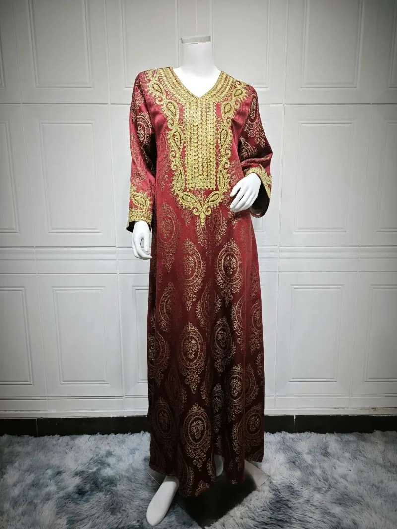 

Dubai Abaya Embroidery Muslim Dress for Women Fashion Evening Party Gown Turkey Kaftan Eid Djellaba Islam Clothing Kebaya Abayas