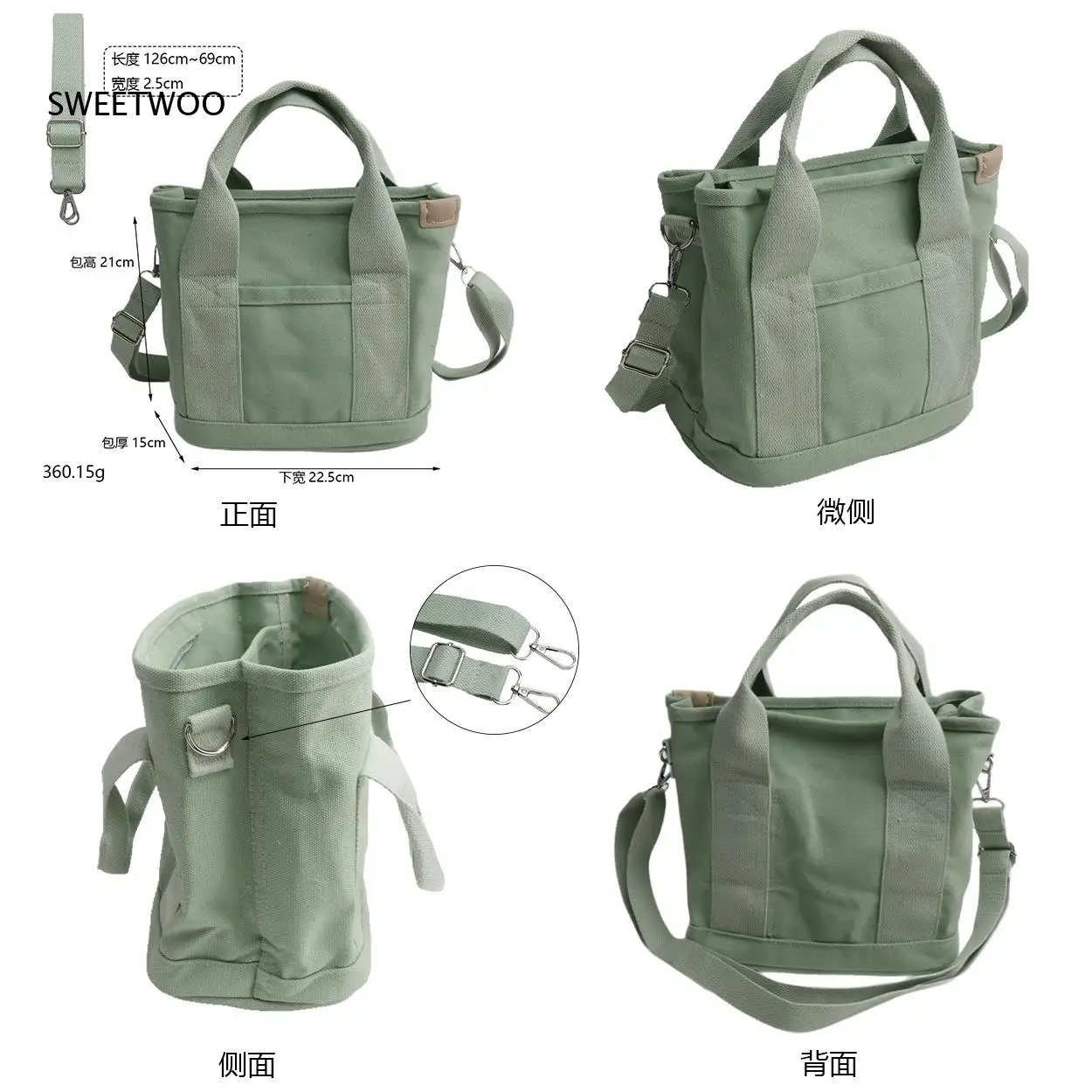 2026 Thick Multi Layer Canvas Tote Bag Diy Decor Pocket Design Spacious Lunch School Shoulder Handbag