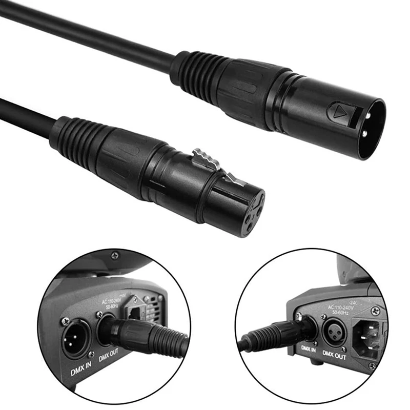 6.5Ft / 2M DMX Cable, 8PCS 3 Pin DMX Cables DMX Wires, DMX512 XLR Male To Female Stage Light Signal Cable