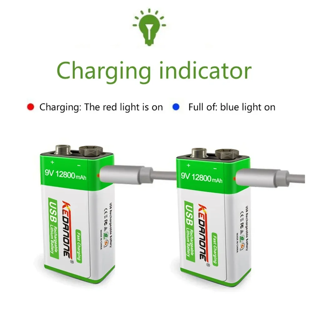 Portable and Long-Lasting TypeC Interface 9V Battery for Multimeter, Microphone  RC Helicopter, Metal Detector Walkie-Talkie