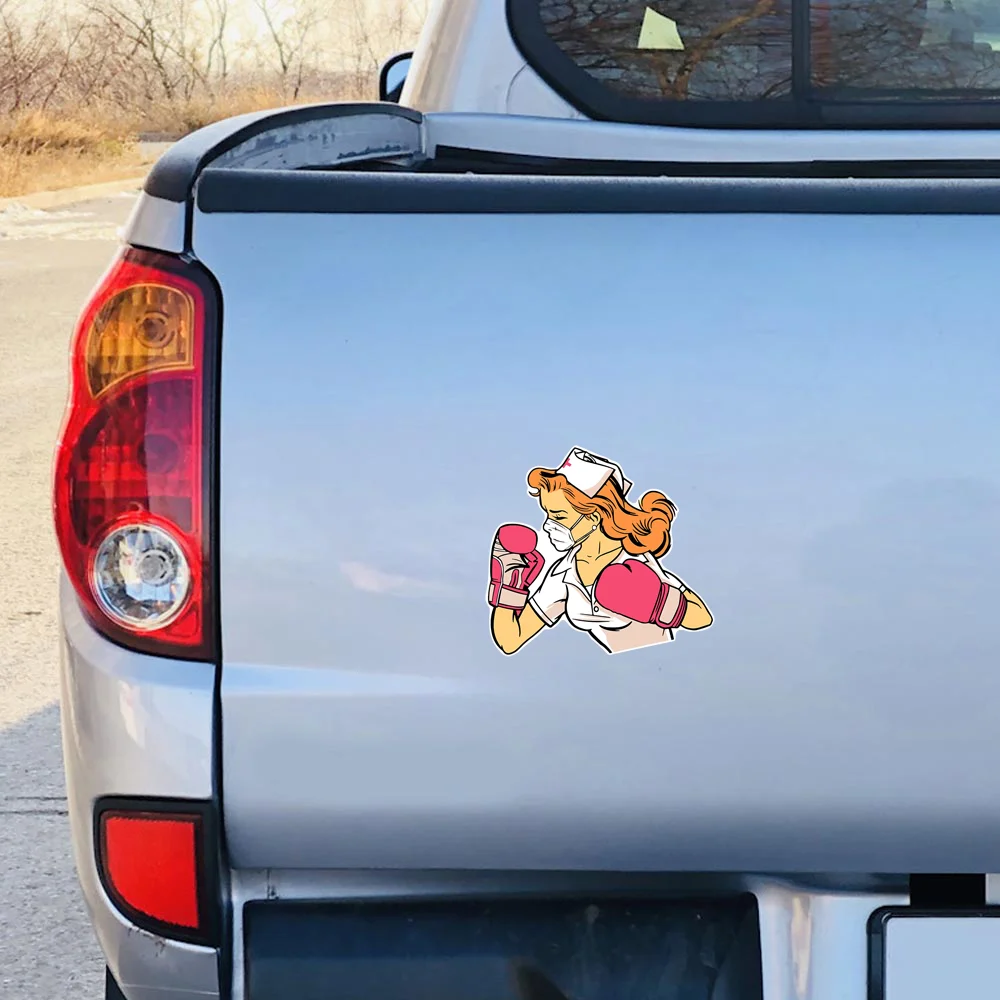 EARLFAMILY NURSE BOXER Decal Windshield Windows Refrigerator Car Stickers Scratch-Proof Motorcycle Car Styling Decal for SUV