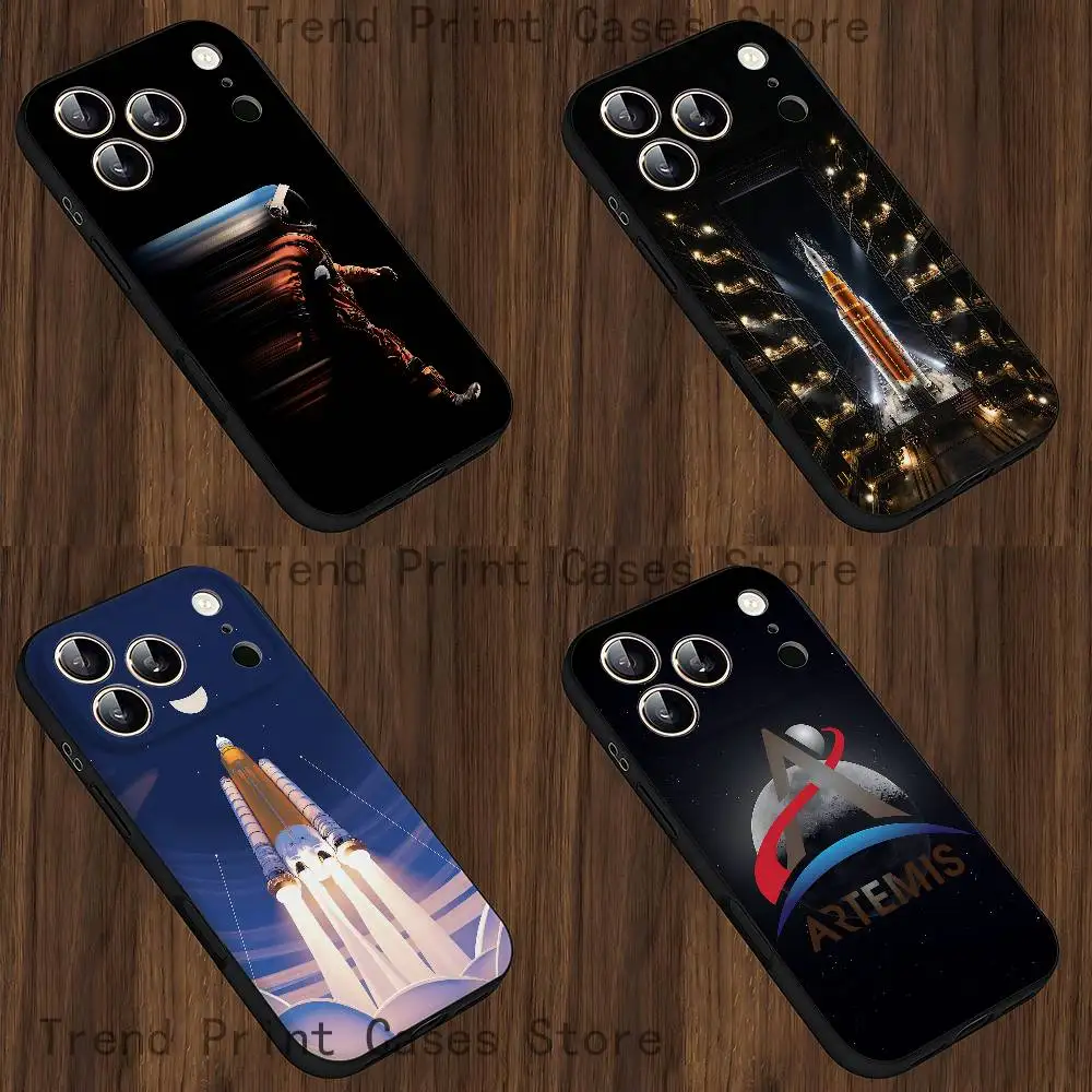 

A-Artemis II Phone Case For iPhone 15,16,12,14,13,11,17,Pro,Max,Plus,E,Air,Mini Black Cover