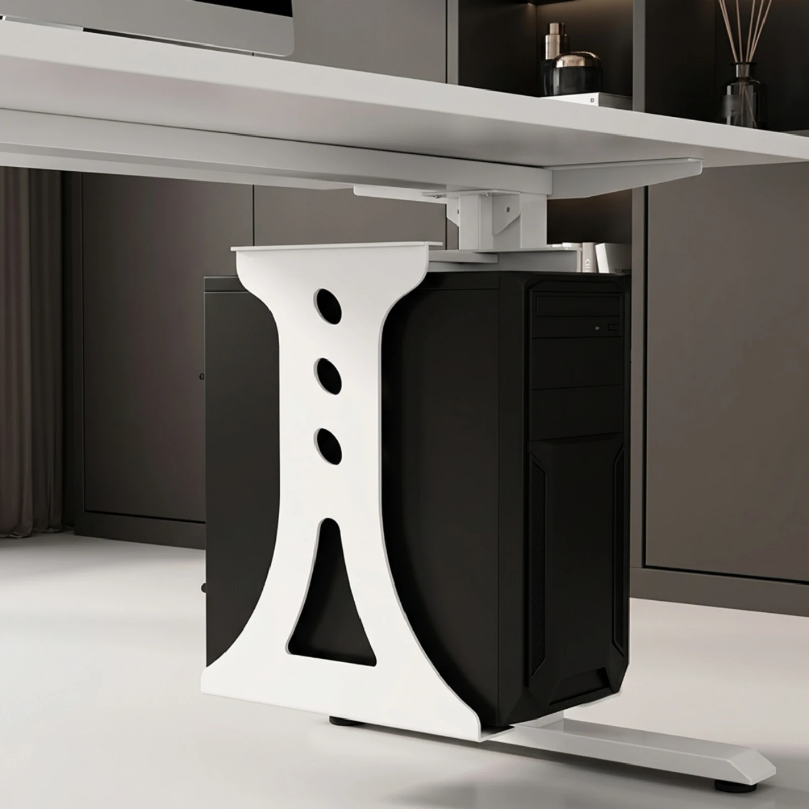 Under Desk PC Mount Adjustable Under Desk PC Mount Computer Computer Case Holder Space-Saving PC Bracket Heavy Duty