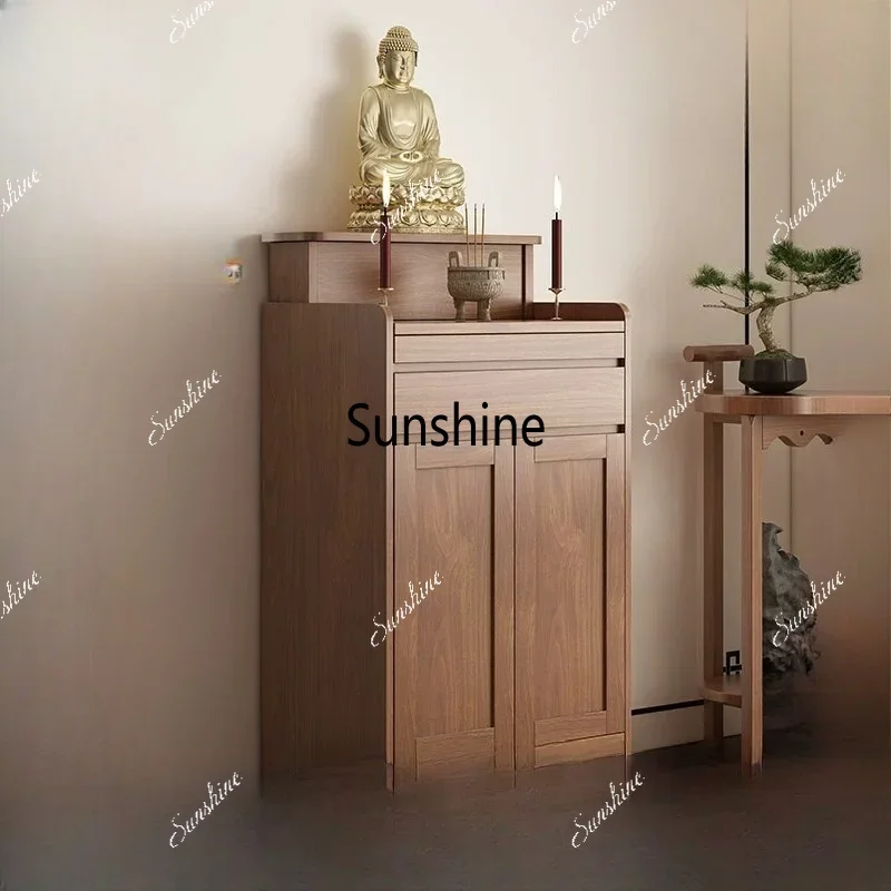 Chinese solid wood Buddhist niche serving table living room small Buddhist cabinet T*