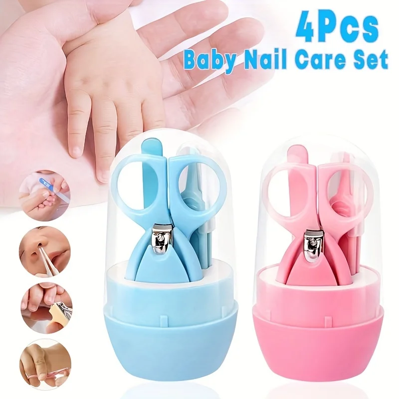 

Baby Nail Clipper Set 4 Piece Set Newborn Care Kit Plastic Safe Nail Trimmer for All Skin Types Gentle Infant Grooming Tools