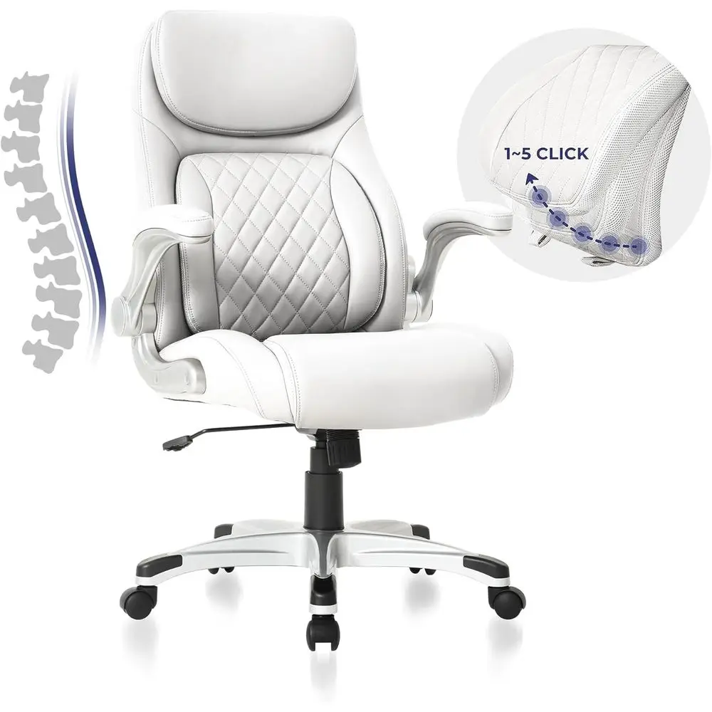 

Luxury High-Back Ergonomic Office Chair with Microfiber Leather, Adjustable Lumbar Support, Armrests, and Swivel Function for Co