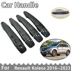 Door Handle Cover For Renault Koleos Samsung QM6 HC 2016~2023 Car External Protective Accessories Carbon Fiber Sticker 2018 2021