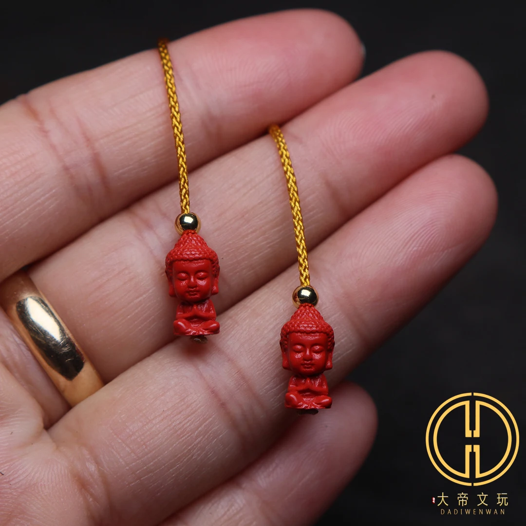 

Natural 100% real red Cinnabar beads carved Bodhisattva Eardrop Bracelet necklace DIY accessories for woman men Gift good luck