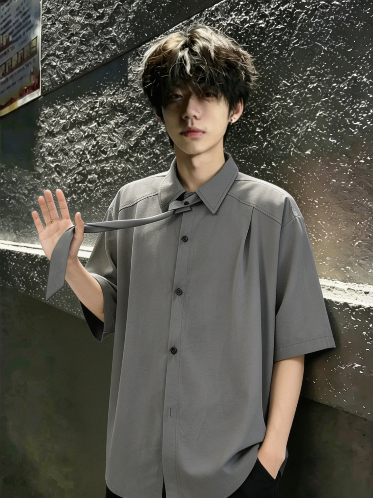 

Men's Short Sleeve Ice Silk Shirt Cleanfit Design Summer Sun Protection Loose Fit Polyester Fiber Youth Popular Daily Wear