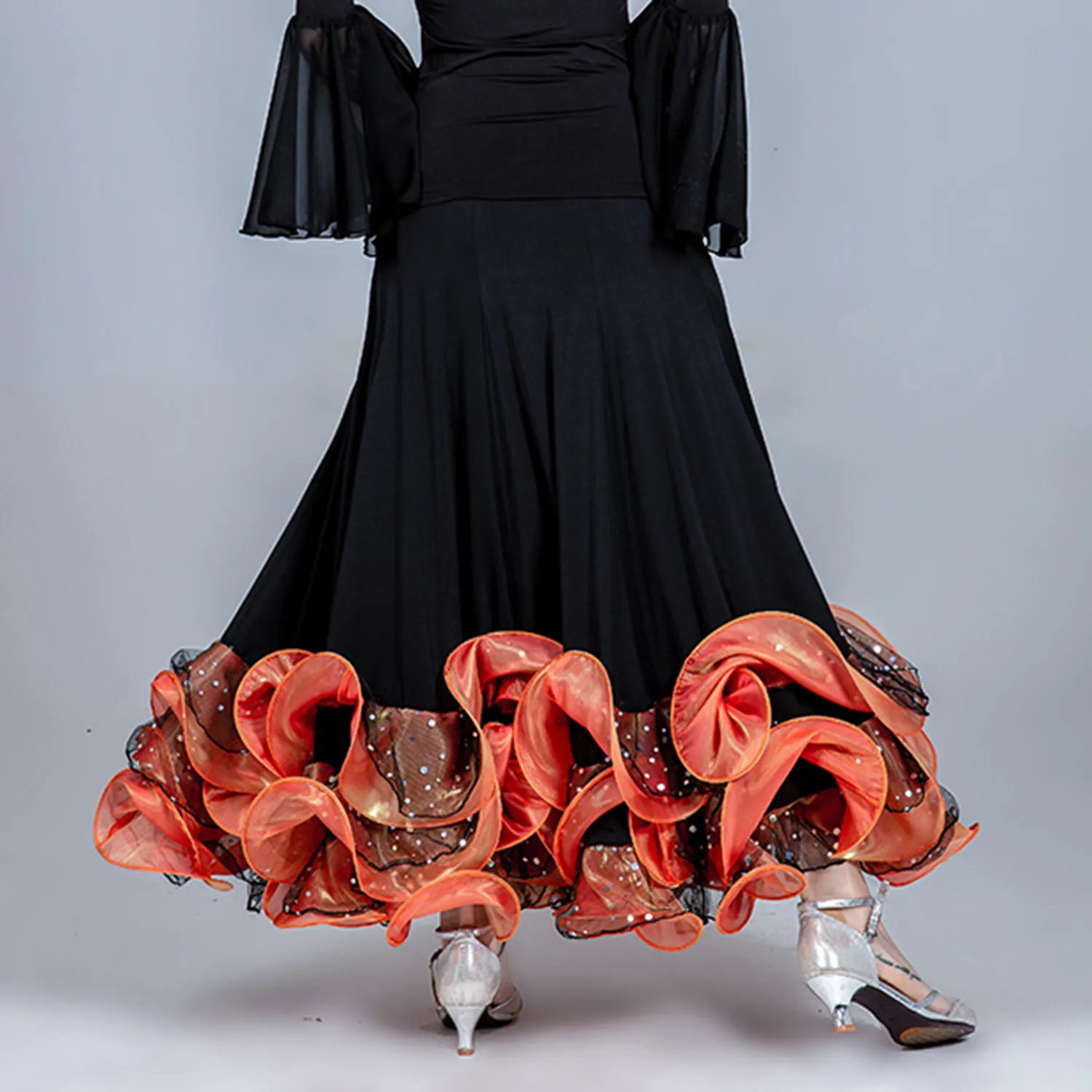 Jupe de danse moderne pour salle de Rh, robe standard pour valse, costume de scène flamenco, 0555