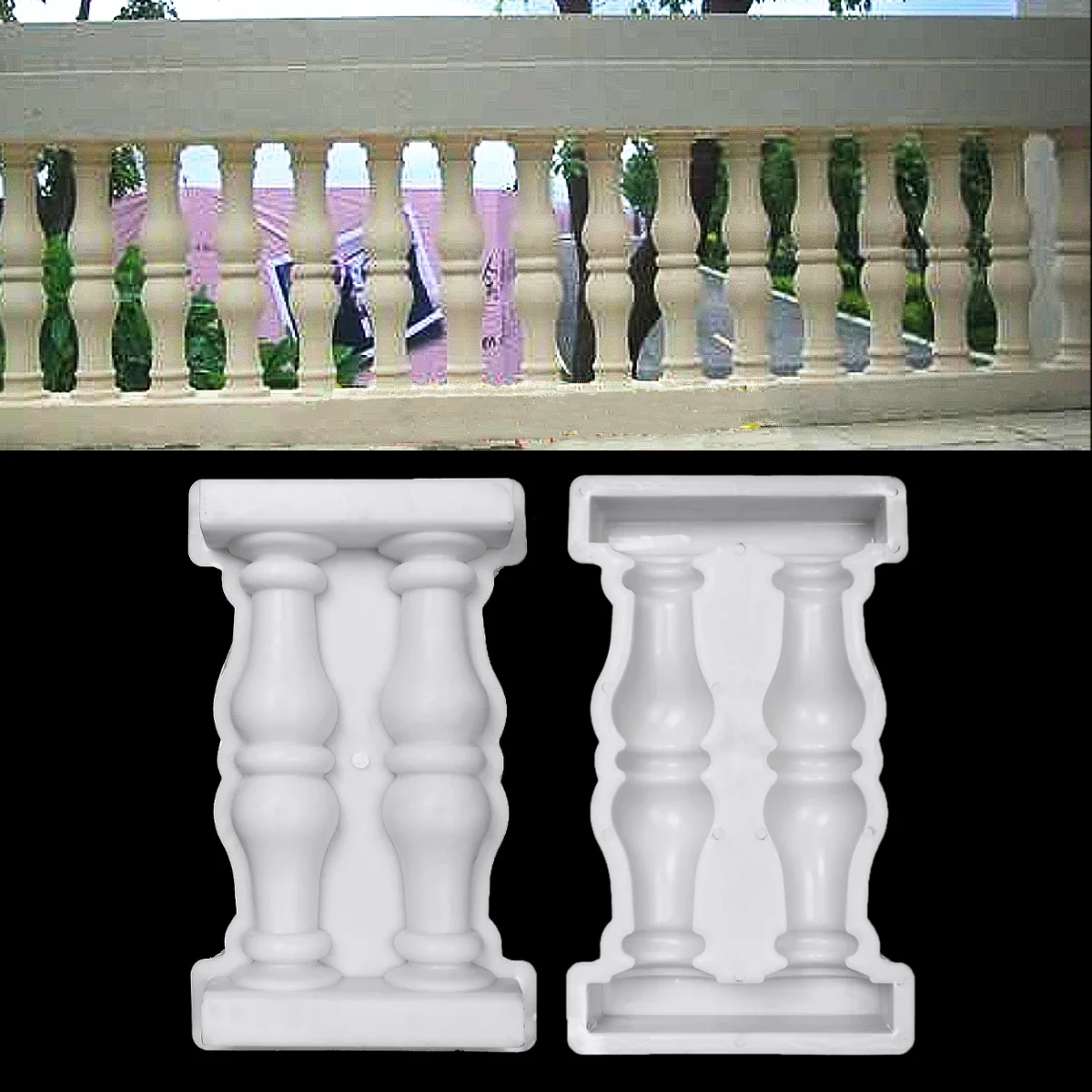 1pcs Garden Roman Column Mold Buildings Paving Molds DIY Balcony Garden Pool Fence Cement Railing Plaster Concrete Mold 50x28cm