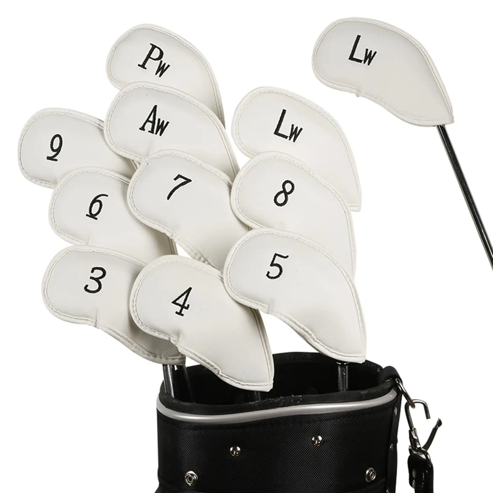 12Pcs Golf Iron Headcovers, PU Leather Golf Iron Covers Set, Golf Club Covers,