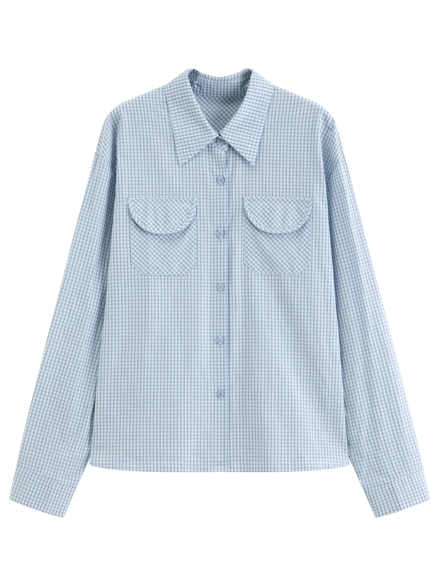 FSLE 2026 Herbst Neue Damen Vintage Kleinkariertes Kurzes Hemd aus Hochwertiger Baumwollmischung Perfekt für Zierliche Figuren Unelastisches Loses Oberteil – Detail 3