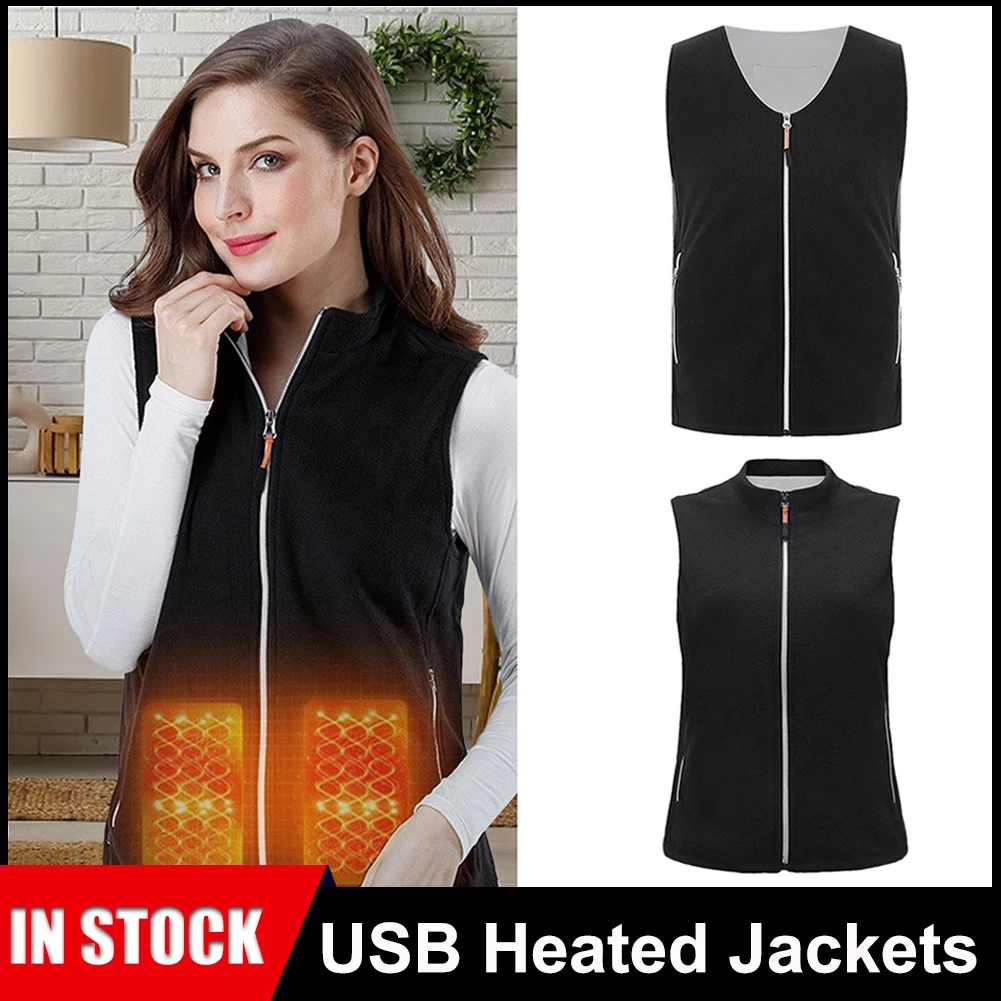 

USB Rechargeable Heating Jacket for Men and Women, 5 Zones Heated Vest, Electric Heated Waistcoat, Lightweight Jacket, M-2XL