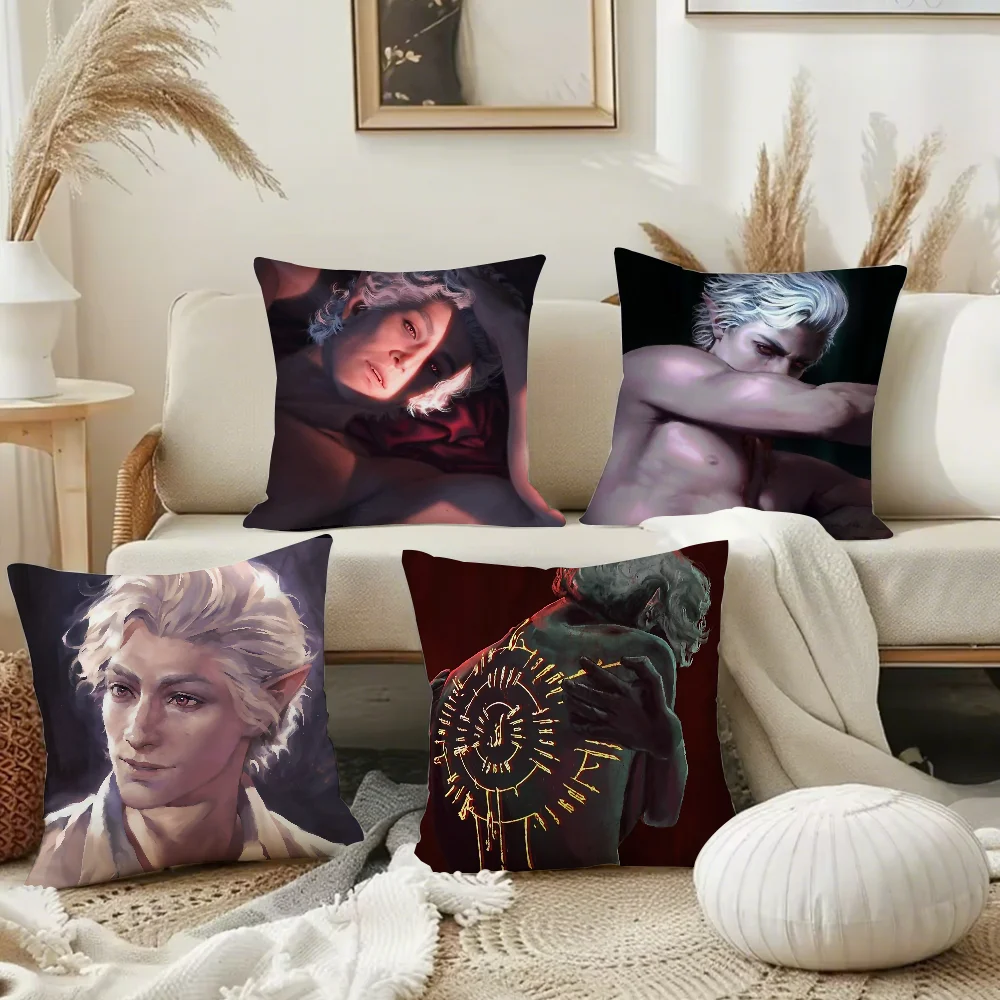 Astarion B-Baldurs-S G-Gate 3 Pillow Case Square Double-Sided Printing Short Plush Sofa Cushion Cover Bedroom Bedside Pillow