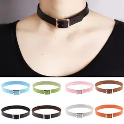 Goth Fine Belt Collar Punk Harajuku PU Leather Choker Jewelry Fashion Accessories Necklaces