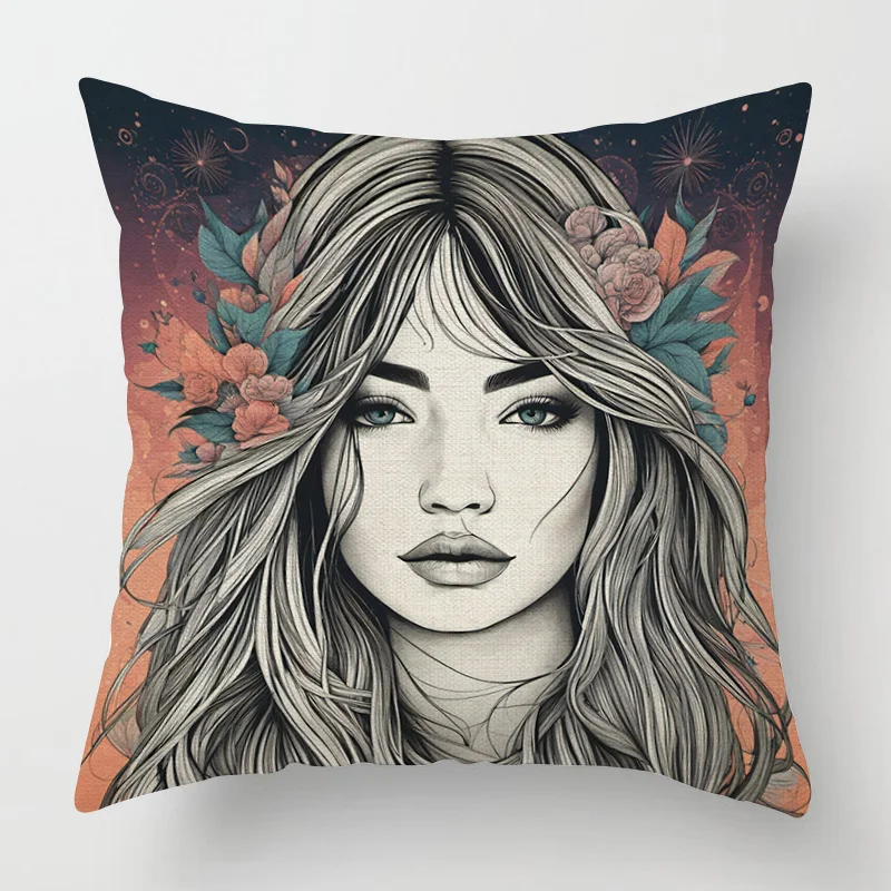 Abstract watercolor figure illustration cushion cover living room bedroom sofa decoration pillow cover Nordic style 40x 40cm