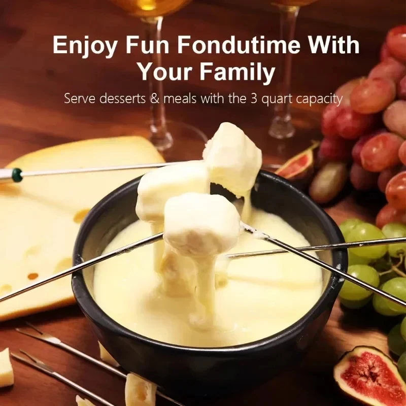 New Product 00W Hight Power Adjustle Temperature Control Chee Chocolate Stainls Steel Fondue Pot Set