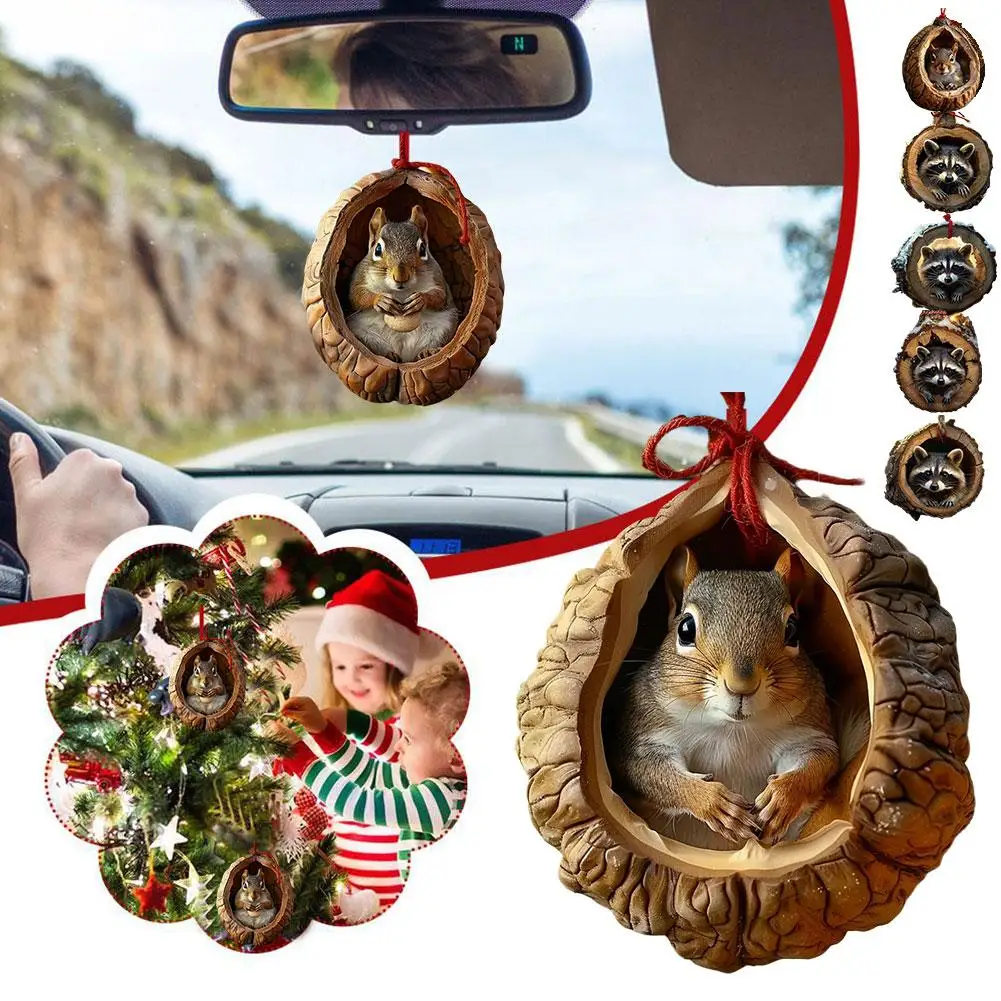 Animal Christmas Ornaments 2D Acrylic Forest Animal Ornaments Animal Ornament Christmas Pattern Animal Woodland Orname Cute T0S9